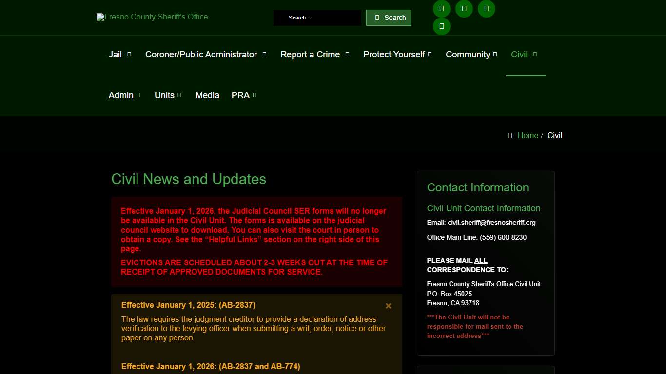 The Fresno County Sheriff-Coroner's Office - Civil